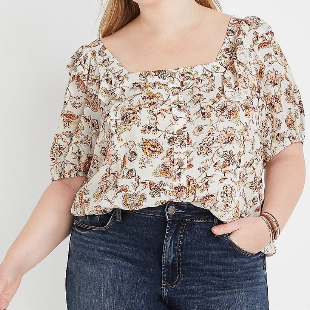 Maurices Floral Peasant Blouse